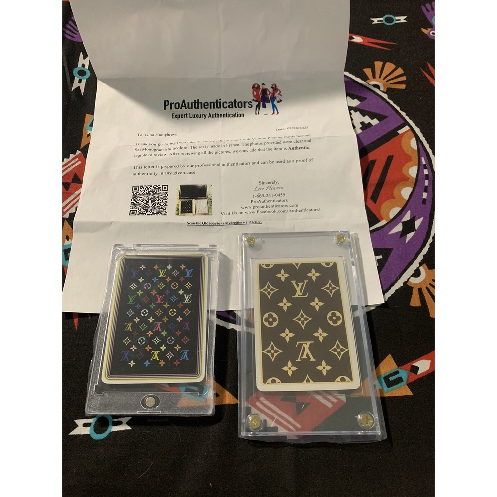2Authentic Louis Vuitton KING of CLUBS & 5 Of Spades Cards with protective cases